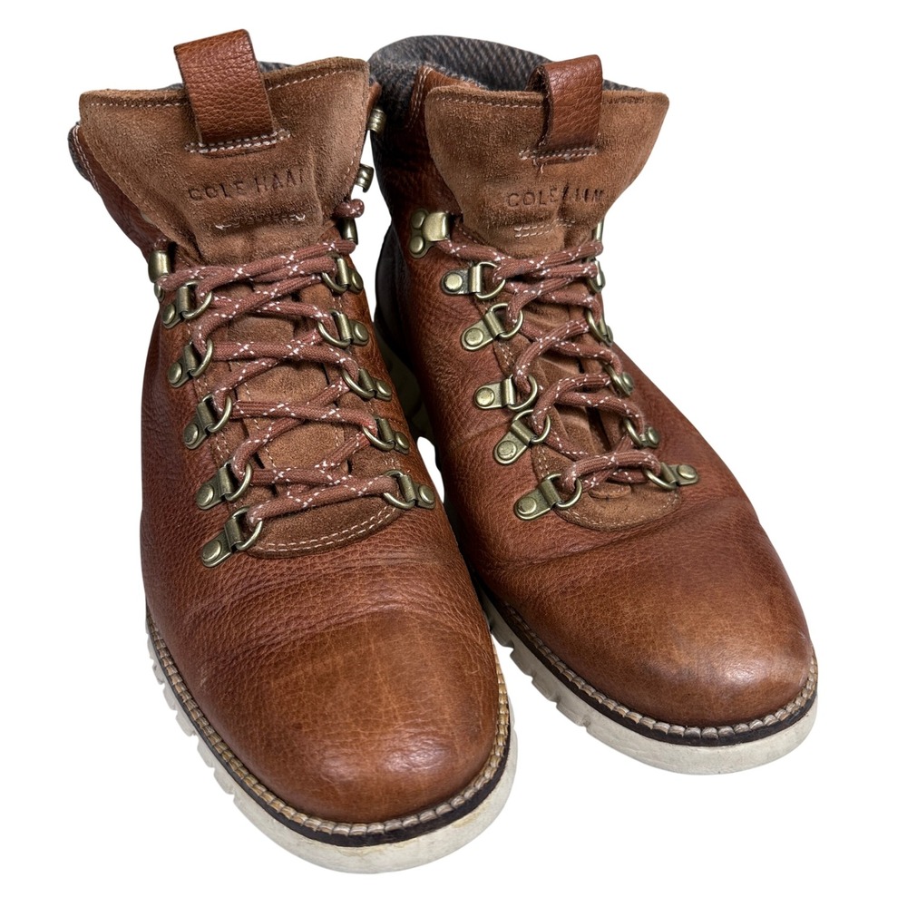 Cole Haan Zerogrand Hiker Boots Mens 8.5 Brown Leather Tweed C27840